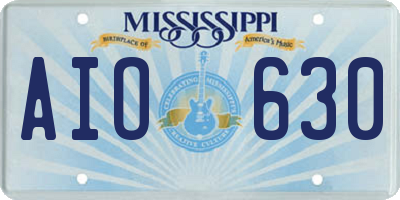 MS license plate AIO630