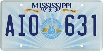 MS license plate AIO631