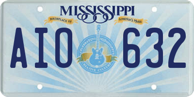 MS license plate AIO632