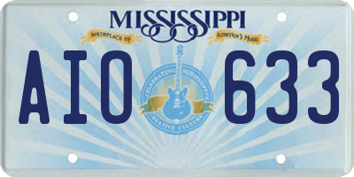 MS license plate AIO633