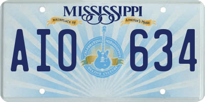 MS license plate AIO634