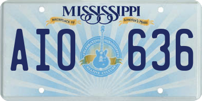 MS license plate AIO636