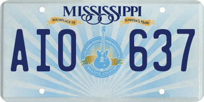 MS license plate AIO637