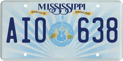 MS license plate AIO638