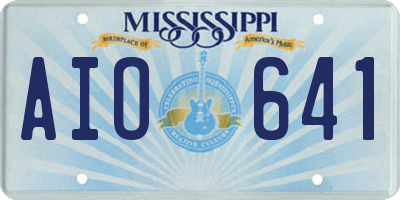 MS license plate AIO641