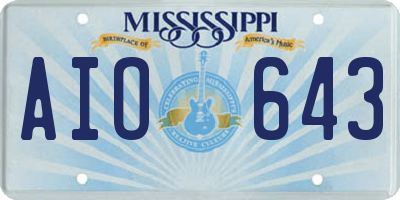 MS license plate AIO643