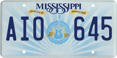 MS license plate AIO645
