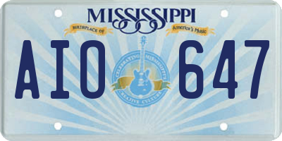 MS license plate AIO647