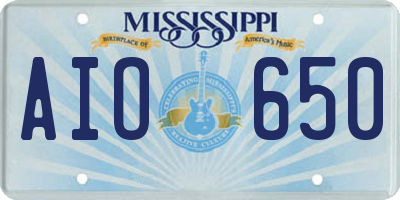 MS license plate AIO650