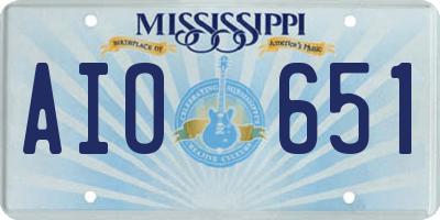 MS license plate AIO651