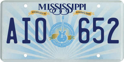 MS license plate AIO652
