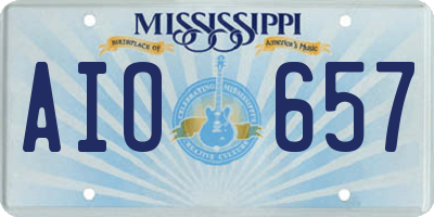 MS license plate AIO657