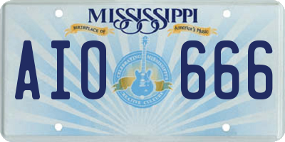 MS license plate AIO666