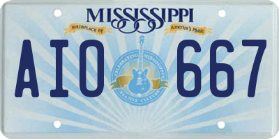 MS license plate AIO667