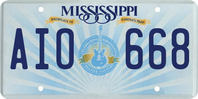 MS license plate AIO668