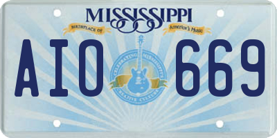 MS license plate AIO669