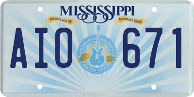 MS license plate AIO671