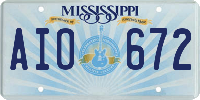 MS license plate AIO672
