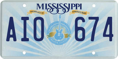 MS license plate AIO674