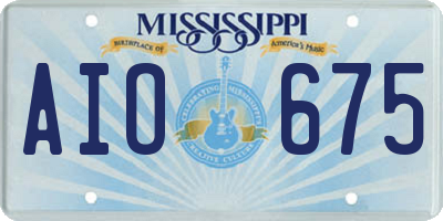 MS license plate AIO675