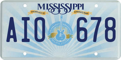 MS license plate AIO678