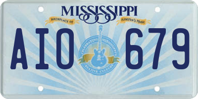 MS license plate AIO679