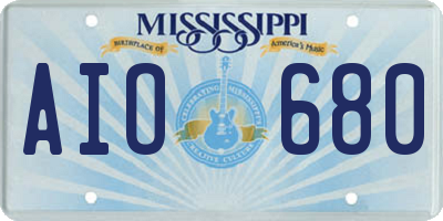MS license plate AIO680