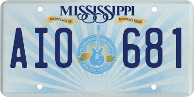 MS license plate AIO681