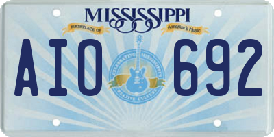 MS license plate AIO692