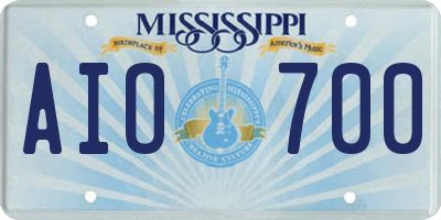 MS license plate AIO700