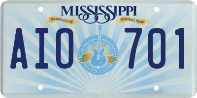 MS license plate AIO701