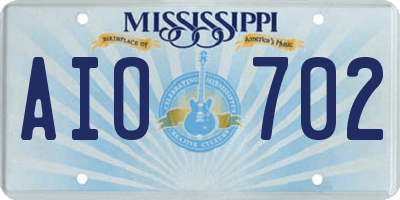 MS license plate AIO702