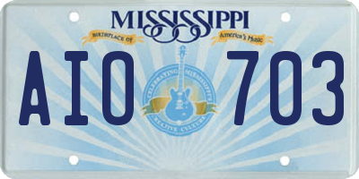 MS license plate AIO703
