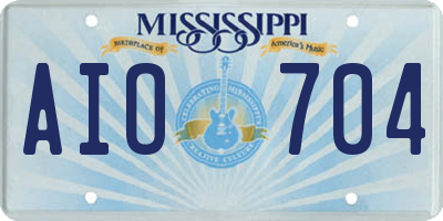 MS license plate AIO704