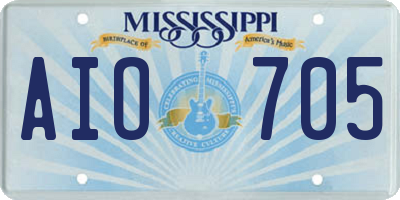 MS license plate AIO705