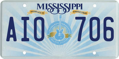 MS license plate AIO706