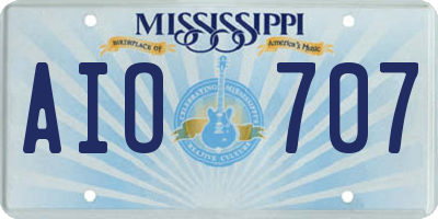 MS license plate AIO707