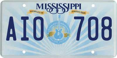 MS license plate AIO708