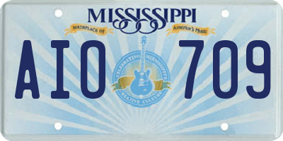 MS license plate AIO709