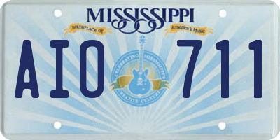 MS license plate AIO711