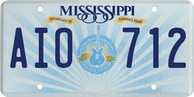 MS license plate AIO712