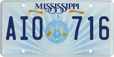 MS license plate AIO716