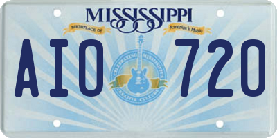 MS license plate AIO720