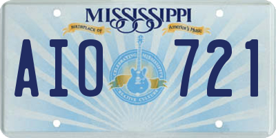 MS license plate AIO721