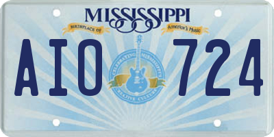 MS license plate AIO724