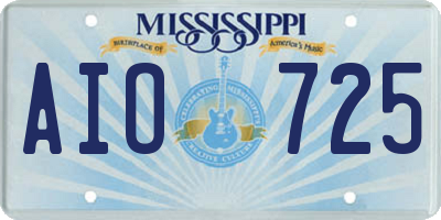 MS license plate AIO725