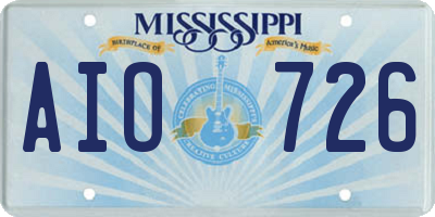 MS license plate AIO726