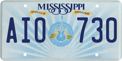 MS license plate AIO730