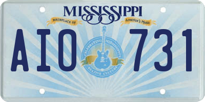 MS license plate AIO731
