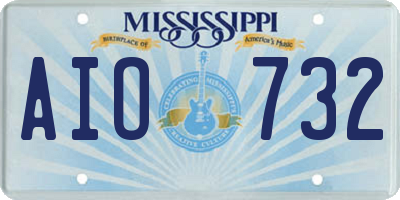 MS license plate AIO732